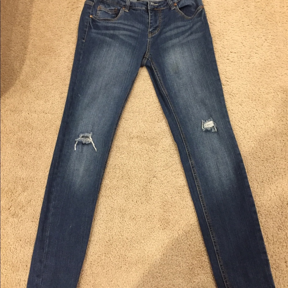 Aqua distressed jeans